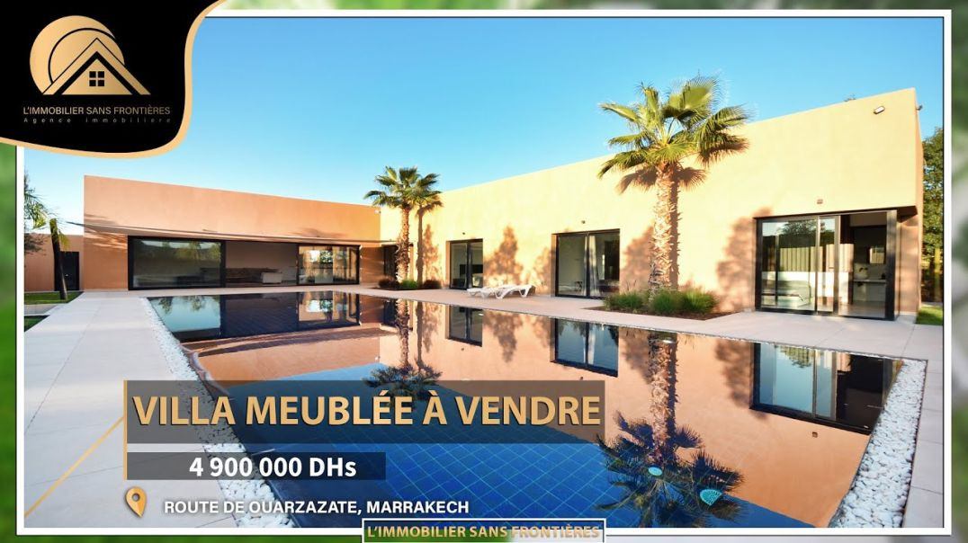 Villa contemporaine meublée à vendre, résidentielle, jardin et piscine, Route Ouarzazate Marrakech (